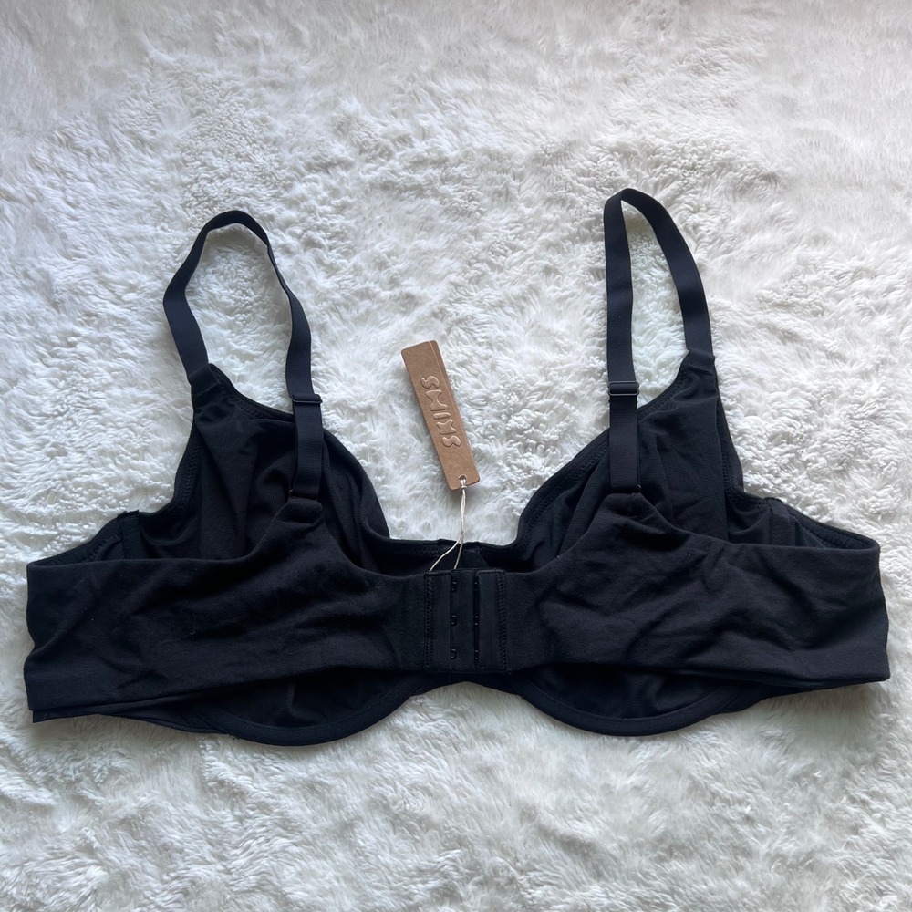 SKIMS Cotton Jersey Unlined Underwire Bra Soot Black Size 44D BR-UWR-0637 NEW - Picture 4 of 11